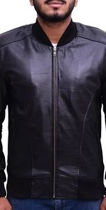 Genuine Leather Jacket 8 Ball Logo Black